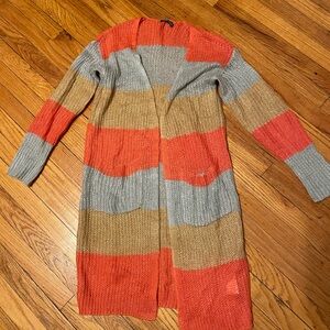 Striped Open-Front Cardigan Sweater Small/Medium Lightweight